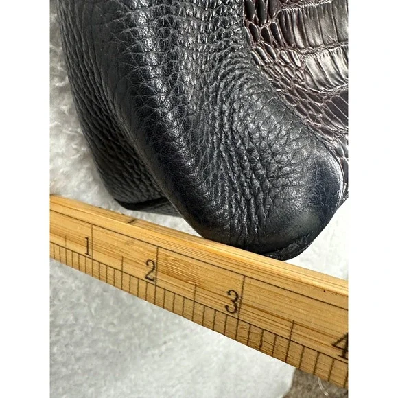 Brighton Croc Embossed Leather Shoulder Bag Purse Brown Black Silver Hardware - Picture 11 of 11